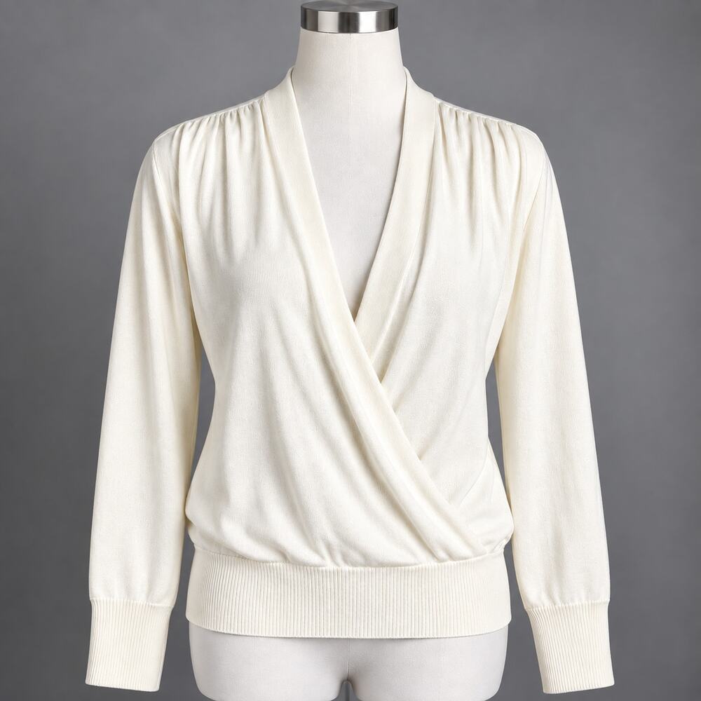 Banana Republic Ivory Wrap Sweater Women's Medium 100% Rayon NWT